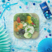 groene ruwe verse groenten papieren bordje (Feest)