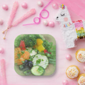 groene ruwe verse groenten papieren bordje (Feest)