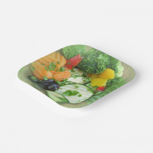 groene ruwe verse groenten papieren bordje (Gebogen)