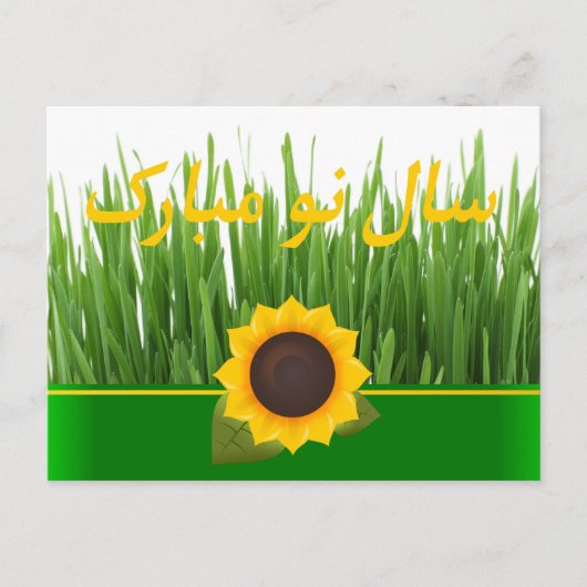 Groene Sabzeh Zonnebloem Perzisch Nieuwjaar Nowruz Feestdagenkaart (Voorkant)