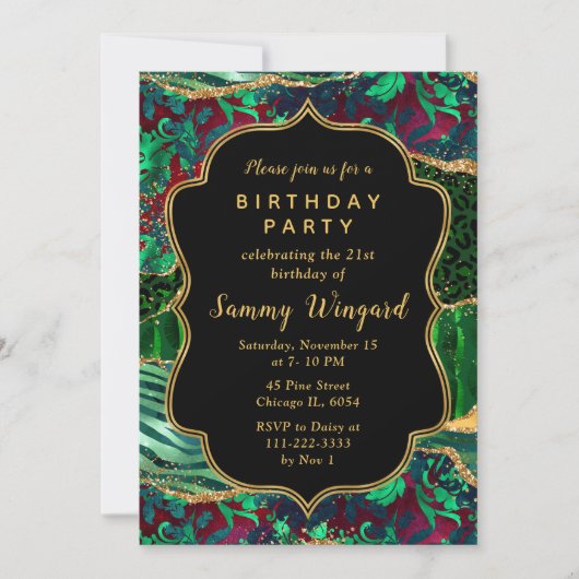 Groene Safari Agaat Verjaardag Kaart (Voorkant)