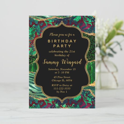 Groene Safari Agaat Verjaardag Kaart (Staand voorkant)