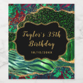 Groene Safari Agaat Verjaardag Wijn Etiket (Enkel label)