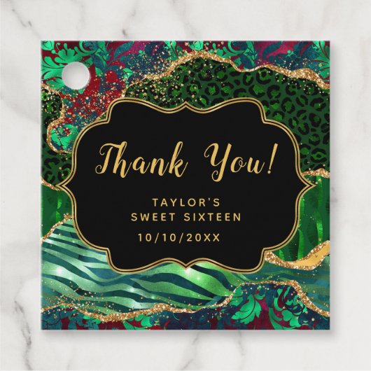 Groene Safari Agaat Zoet Zestien Dank u Bedankjes Labels (Voorkant)