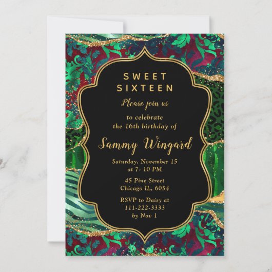 Groene Safari Agaat Zoet Zestien Kaart (Voorkant)