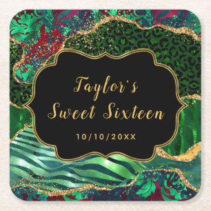 Groene Safari Agaat Zoet Zestien Kartonnen Onderzetters