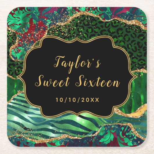 Groene Safari Agaat Zoet Zestien Kartonnen Onderzetters (Voorkant)