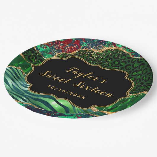 Groene Safari Agaat Zoet Zestien Papieren Bordje (Gekanteld)