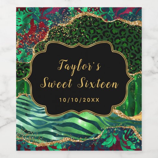 Groene Safari Agaat Zoet Zestien Wijn Etiket (Enkel label)