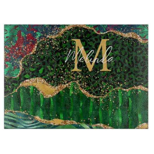 Groene Safari Agate Dierprint Snijplank (Voorkant)