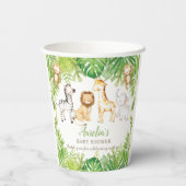 Groene Safari Bos Oerwoud Dieren Baby shower Papieren Bekers (Achterkant)