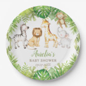 Groene Safari Bos Oerwoud Dieren Baby shower Papieren Bordje (Voorkant)