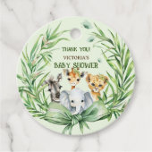 Groene Safari Dieren Bow Baby shower Dank u Bedankjes Labels (Voorkant)