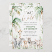 Groene Safari Dieren Twee Wilde 2e Verjaardag Kaart (Voorkant / Achterkant)