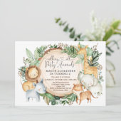 Groene Safari Feest Dieren Jongens Verjaardag Kaart (Staand voorkant)