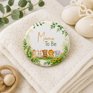 Groene Safari Jungle Wilde Dieren Baby Shower Ronde Button 7,6 Cm