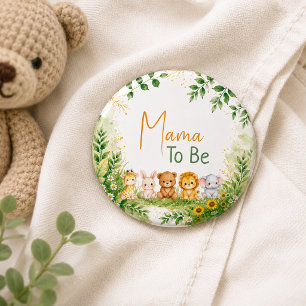 Groene Safari Jungle Wilde Dieren Baby Shower Ronde Button 7,6 Cm