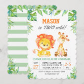 Groene Safari Oerwoud 1e Jongen Eerste Verjaardags Kaart (Voorkant / Achterkant)