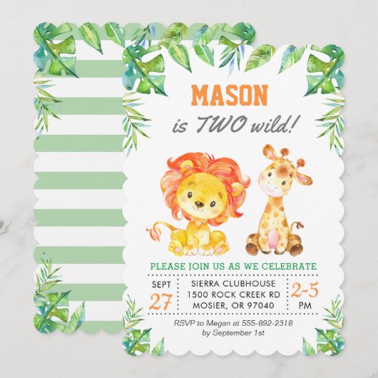 Groene Safari Oerwoud 1e Jongen Eerste Verjaardags Kaart (Voorkant / Achterkant)