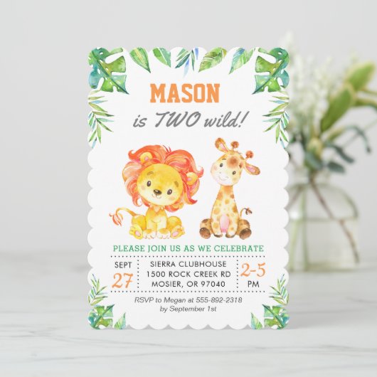 Groene Safari Oerwoud 1e Jongen Eerste Verjaardags Kaart (Staand voorkant)