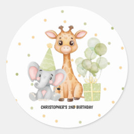Groene Safari Oerwoud Animal Birthday Ronde Sticker
