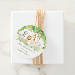 Groene Safari Oerwoud Dieren Baby shower Verjaarda Bedankjes Labels