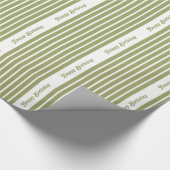 Groene Safari Stripe met aangepaste tekst Cadeaupapier (Hoek)