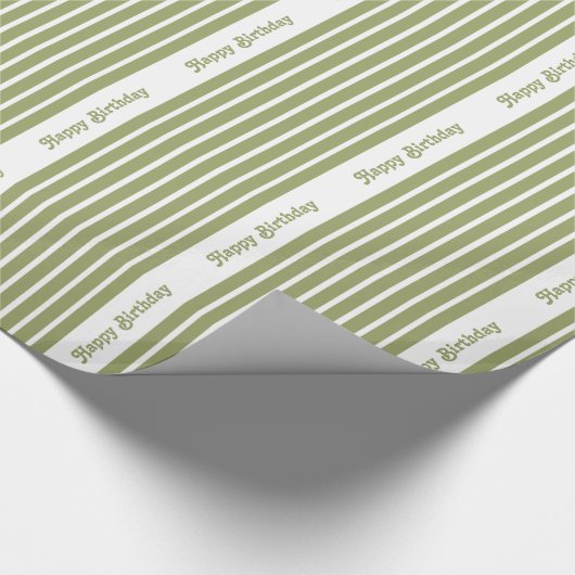 Groene Safari Stripe met aangepaste tekst Cadeaupapier (Hoek)