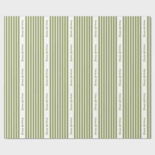 Groene Safari Stripe met aangepaste tekst Cadeaupapier (Vlak)