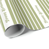 Groene Safari Stripe met aangepaste tekst Cadeaupapier (Rol Hoek)