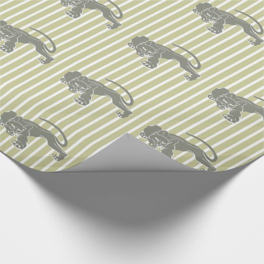 Groene Safari Stripe met Leopard Cadeaupapier (Hoek)
