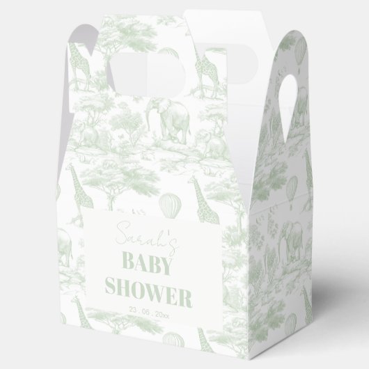 Groene Safari Toile D Jouy Oerwoud Theme Baby show Bedankdoosjes (Geopend)