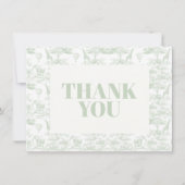 Groene Safari Toile D Jouy Oerwoud Theme Baby show Bedankkaart (Voorkant)