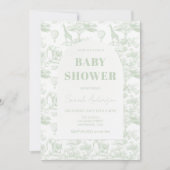 Groene Safari Toile D Jouy Oerwoud Theme Baby show Kaart (Voorkant)