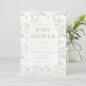 Groene Safari Toile D Jouy Oerwoud Theme Baby show Kaart (Staand voorkant)