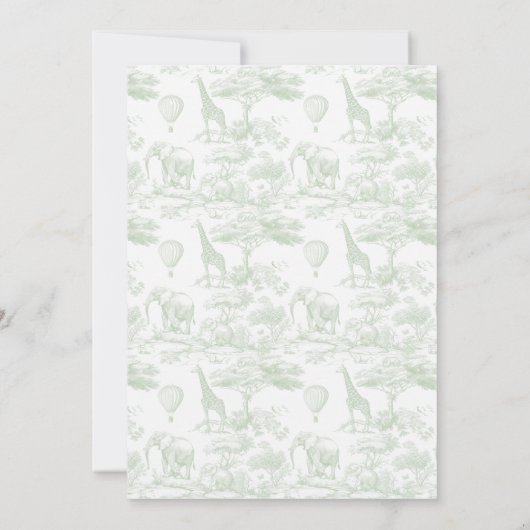 Groene Safari Toile D Jouy Oerwoud Theme Baby show Kaart (Achterkant)