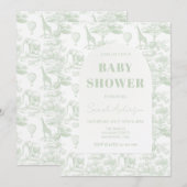 Groene Safari Toile D Jouy Oerwoud Theme Baby show Kaart (Voorkant / Achterkant)