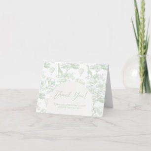 Groene Safari Toile Jouy Baby shower Dank u Notitiekaartje