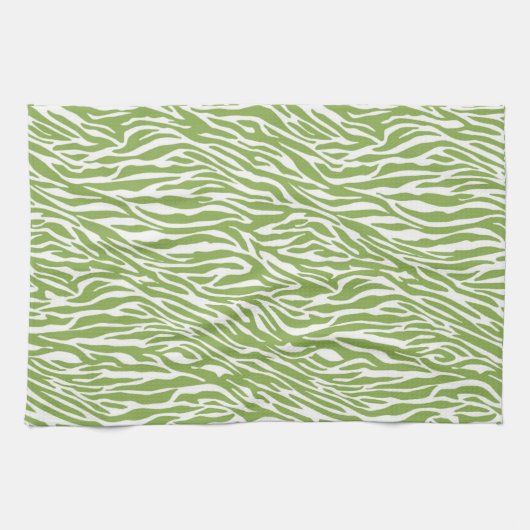 Groene Safari Zebra Dier Bruiloft Feest Theedoek (Horizontaal)