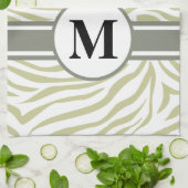 Groene Safari Zebra met monogram Theedoek (Gevouwen)