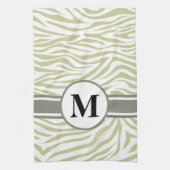 Groene Safari Zebra met monogram Theedoek (Verticaal)