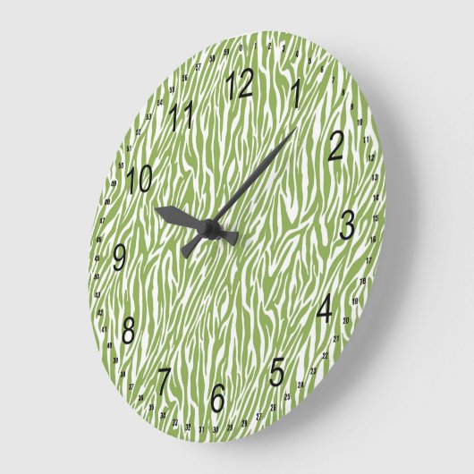 Groene Safari Zebra Print Grote Klok (Hoek)