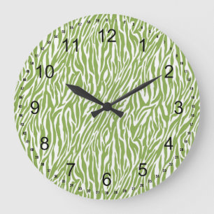 Groene Safari Zebra Print Grote Klok