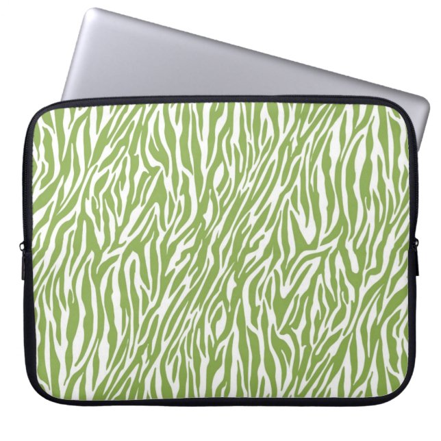 Groene Safari Zebra Print Laptop Sleeve (Voorkant)