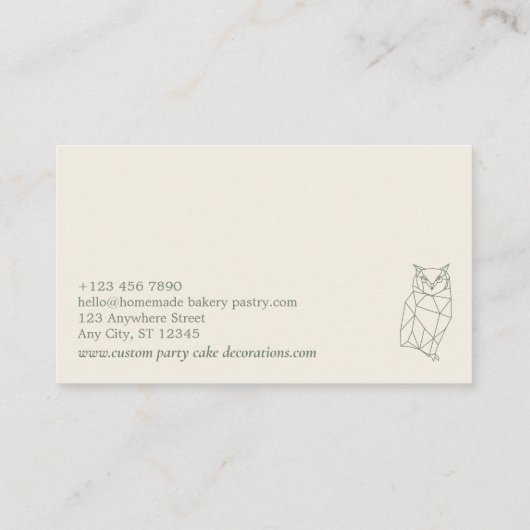 Groene Sage Animal Lowpoly Owl Visitekaartje (Achterkant)