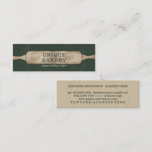 Groene Sage Beige Waterverf Modern Unique Bakery Mini Visitekaartje (Voorkant / Achterkant)
