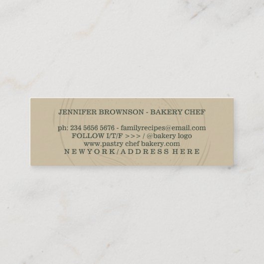 Groene Sage Beige Waterverf Modern Unique Bakery Mini Visitekaartje (Achterkant)