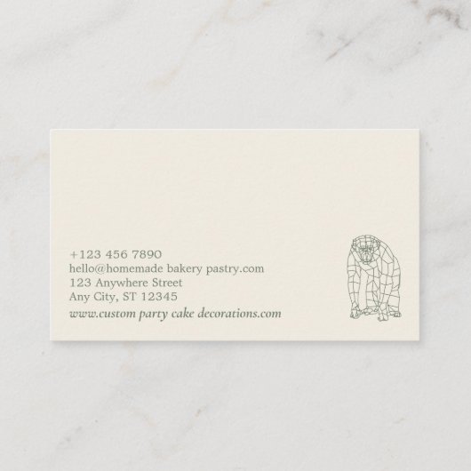 Groene Sage Cream Animal Lowpoly Monkey Visitekaartje (Achterkant)