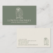 Groene Sage Cream Animal Lowpoly Monkey Visitekaartje (Voorkant / Achterkant)