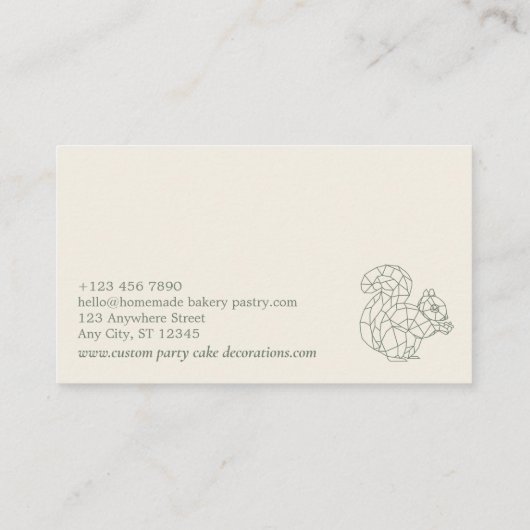 Groene Sage Cream Animal Lowpoly Squirrel Visitekaartje (Achterkant)